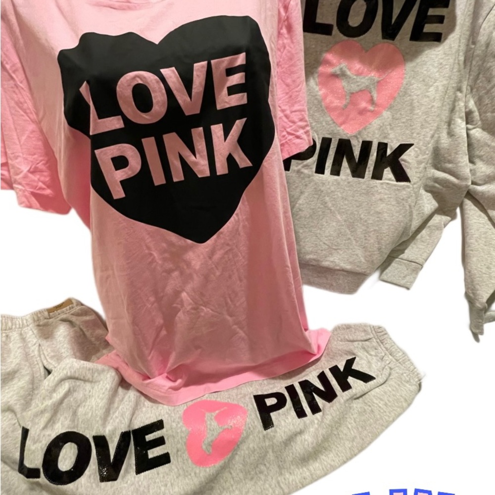 NEW VICTORIAS SECRET PINK  BLING SEQUIN SET FULL ZIP HOODIE & PANTS - Picture 9 of 15